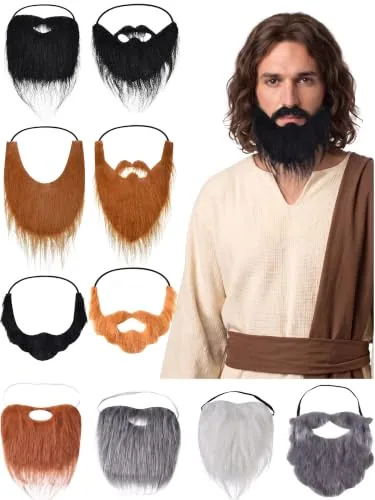 10 Pcs Fake Beard Mustache Halloween Cosplay Costume Accessories