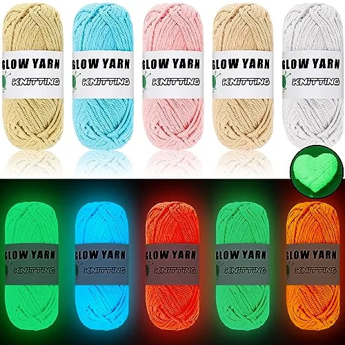 5 Rolls Glow in The Dark Yarn for Crocheting