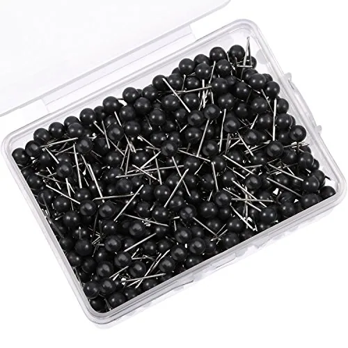 500 Pcs 1/8 Inch Black Push Pins Small Round Head Map Tacks Pins
