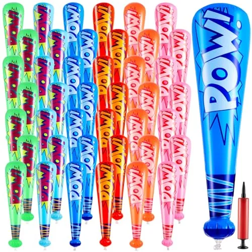 48 Pcs 17 Inch Inflatable Baseball Bat Bulk Pump
