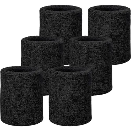 6 Pcs Wrist Sweatbands Tennis Sweat Bands Sports Wristbands Sweat