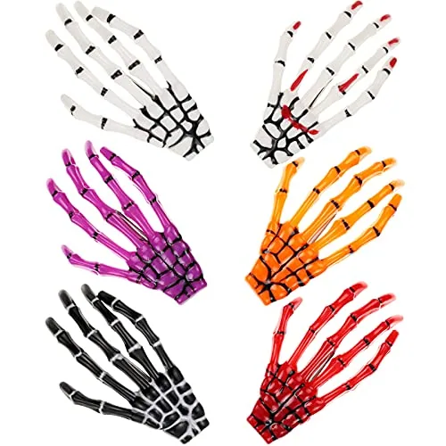 6 Pieces Skeleton Hands Bone Hair Clips Claws Halloween Gothic Hair