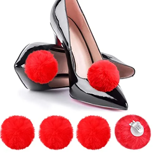 4 Pcs Fluffy Pompom Balls with Metal Clip for DIY Decoration