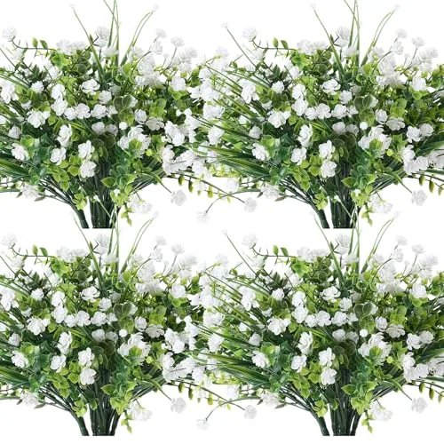 36 Bundles Artificial Flowers for Outdoor, UV Resistant Faux Artificial