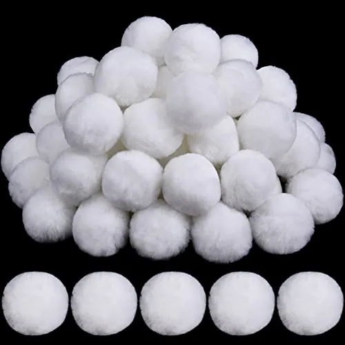 30 Pcs 2 Inch Christmas Pom Pom Large White Pompoms for DIY Craft