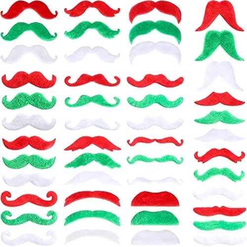 48 Pcs Self Adhesive Fake Mustaches Christmas, 16 Santa Styles