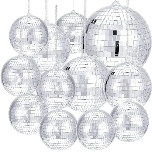 12 Pack Disco Ball Decor Party Hanging Mirror Ornaments