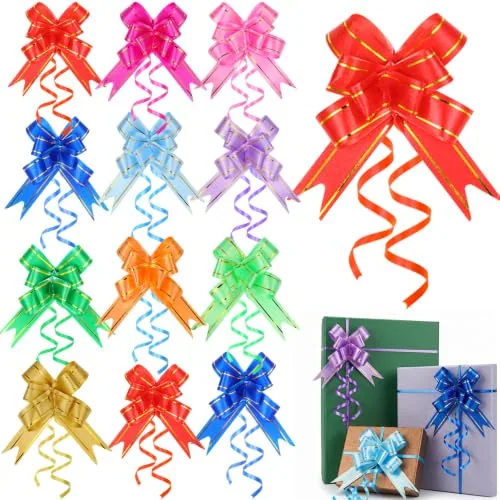 240 Pcs Pull Bows for Gift Wrap, Assorted Colors Ribbon Bows