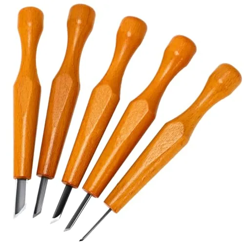 5 Pcs Linocut Carving Tools Set Triangular Linoleum Various Sizes Wood