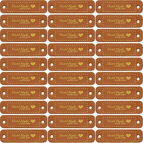 30 Pcs Leather Tags for Crochet Items PU Leather Label