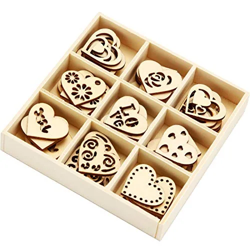 45 Pcs Valentine's Day Wooden Hearts Gift for Crafts