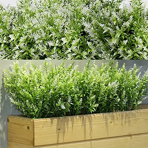 12 Bundles Outdoor Artificial Flowers Lavender Flowers UV Resistant