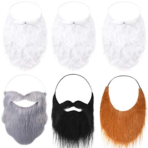 6 Pcs Fake Beards Mustaches Halloween Costume Set