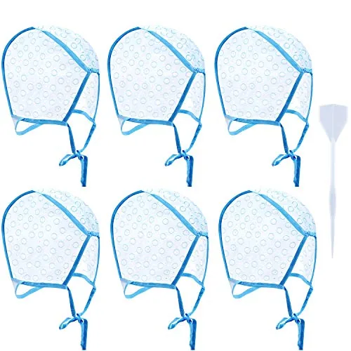 6 Pcs Highlighting Cap for Hair with Hook Frosting Kit