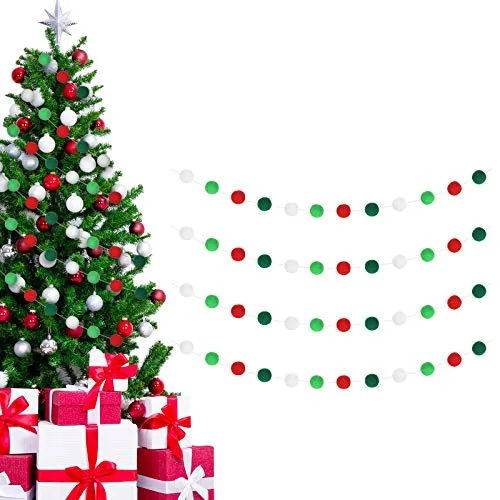 4 Pack Christmas Felt Ball Pom Pom Garland