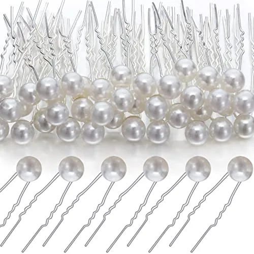 40 Pack Pearl Hair Pins Pearl Bobby Clips for Wedding, 0.3 Inch