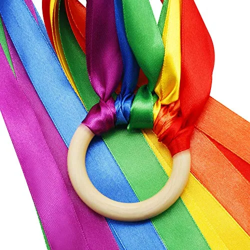 3-Piece Rainbow Hand Kite - Ribbon Wrist Ribbons, Wind Wand Dancing