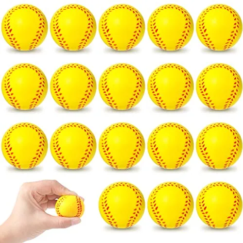 18 Pcs Mini Softball Ball 1.6 Inch Yellow Foam Sports Ball